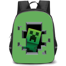 Minecraft Creeper Backpack StudentPack - Creeper Cave Peeking Cartoon Art