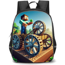 Minecraft Steve Backpack StudentPack - Steve Riding Farming Cart