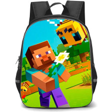 Minecraft Steve Backpack StudentPack - Steve Taming A Bee
