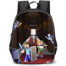 Minecraft Backpack StudentPack - Steve And Alex Fighting In Mansion