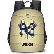 MLB Aaron Judge Backpack Student Pack - Aaron Judge Logo American Eagle On Ripped Paper Background