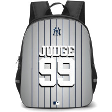MLB Aaron Judge Backpack Student Pack - Aaron Judge Logo On Gray And Blue Stripe Background