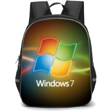 Microsoft Windows Backpack School Bag StudentPack - Microsoft Windows 7 Logo On Blur Dark Background