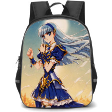 Magic Knight Rayearth Umi Ryuuzaki Backpack StudentPack - Umi Ryuuzaki Wear Blue Dress and Standing On Moon Background Anime Art