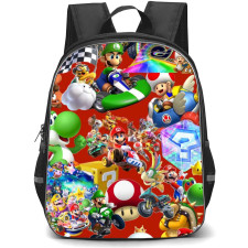 Mario Kart Backpack School Bag StudentPack - Mario Kart Characters Portrait Red Collage
