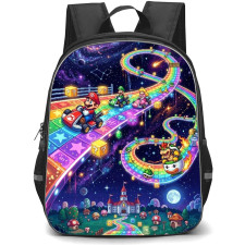 Mario Kart Backpack School Bag StudentPack - Mario Kart Rainbow Bridge Pixel Art Poster