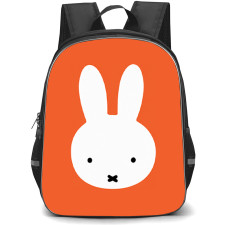 Miffy Backpack School Bag StudentPack - Miffy Minimalist Rabbit Avatar On Orange Background