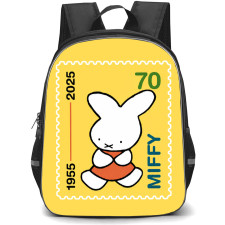 Miffy Backpack School Bag StudentPack - Miffy Sitting Bunny Stamp Yellow Background