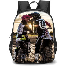 Motocross Backpack StudentPack - Motocross Dirtbiker Couple On Sunset Poster