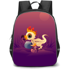 Monster Hunter Kulu-Ya-Ku Backpack Student Pack - Kulu-Ya-Ku Holding Rock Gradient Violet Background