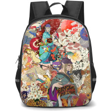 Mononoke The Movie Medicine Seller Backpack School Bag StudentPack - Medicine Seller Side Portrait Sticker Collage