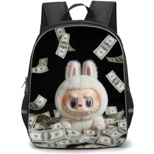 The Monsters Labubu Backpack School Bag StudentPack - Money Dollar Falling Portrait