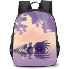 Murder Drones Backpack StudentPack - Murder Drones J And Uzi Minimalist Purple And Beige Illustration Art