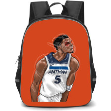 NBA Anthony Edwards Backpack StudentPack - Anthony Edwards Antman Portrait Illustration On Orange Background