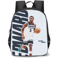 NBA Anthony Edwards Backpack StudentPack - Anthony Edwards Dribbling On Word Art Background
