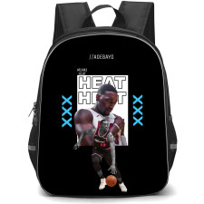 NBA Bam Adebayo Backpack StudentPack - Bam Adebayo Miami Heat Dribbling On Black Background