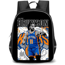 NBA Jalen Brunson Backpack StudentPack - Jalen Brunson New York Knicks Grayscale Illustration On Black Background