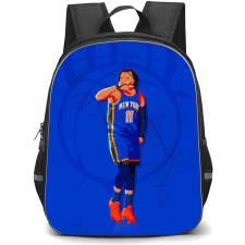 NBA Jalen Brunson Backpack StudentPack - Jalen Brunson Swag Pose Vector Art On Blue Background