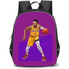 NBA DAngelo Russell Backpack StudentPack - DAngelo Russell Dribbling Illustration Art On Purple Background