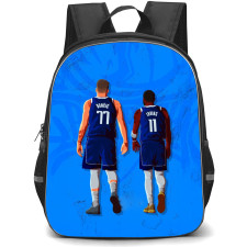 NBA Backpack StudentPack - NBA Doncic Nad Irving Back Jersey Illustration Art On Blue Background