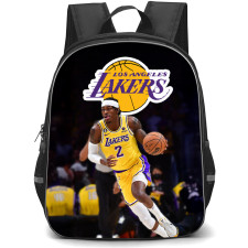 NBA Jarred Vanderbilt Backpack StudentPack - Jarred Vanderbilt Holding Ball Los Angeles Lakers Logo Background