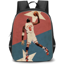 NBA Michael Jordan Backpack StudentPack - Michael Jordan Dunking On Retro Red Blue Background