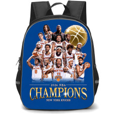 NBA New York Knicks Champions Backpack School Bag StudentPack - New York Knicks 2026 NBA Champions Roster On Blue Background