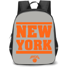 NBA New York Knicks Backpack StudentPack - New York Knicks Orange Logo And Word Art On Gray Background