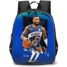 NBA Damian Lillard Backpack StudentPack - Damian Lillard Shooting On Blue Background