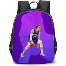 NBA Lauri Markkanen Backpack StudentPack - Lauri Markkanen Dribbling On Violet Background