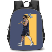 NBA Jamal Murray Backpack StudentPack - Jamal Murray Holding Axe Side Portrait Illustration