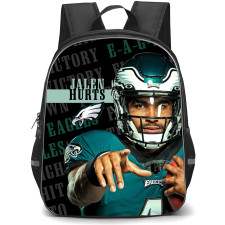 NFL Philadelphia Eagles Backpack StudentPack - Jalen Hurts Finger Poiting With Text And Logo Eagles Fight Song Lyrics Background