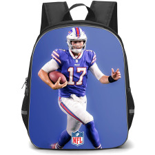 NFL Josh Allen Backpack StudentPack - Josh Allen 17 Buffalo Bills Running On Blue Background
