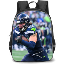 NFL Seattle Seahawks Backpack School Bag StudentPack - Seattle Seahawks AJ Barner Charging with Football on Field