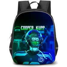 NFL Seattle Seahawks Backpack School Bag StudentPack - Seattle Seahawks Cooper Kupp Neon Blue and Green Background