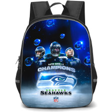 NFL Seattle Seahawks Backpack School Bag StudentPack - Seattle Seahawks Super Bowl LX Champions Blue Space and Coin Confetti