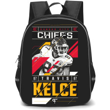 NFL Travis Kelce Backpack StudentPack - Travis Kelce 87 Kansas City Chiefs Poster Grayscale On Black Background