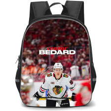 NHL Connor Bedard Backpack School Bag StudentPack - Connor Bedard Chicago Blackhawks White Away Jersey Arena Poster
