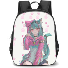 Neverness To Everness Mint Backpack School Bag StudentPack - Mint Paw Pattern Portrait