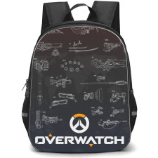 Overwatch Backpack StudentPack - All Weapons On Brown Background