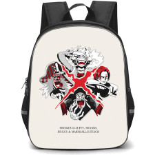 One Piece Backpack School Bag StudentPack - One Piece Four Great Pirates Minimalist Anime Art Poster