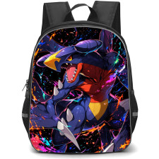 Pokemon Garchomp Backpack School Bag StudentPack - Pokemon Garchomp Wave Strike Art Style Dark Background Poster