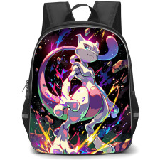 Pokemon Mewtwo Backpack School Bag StudentPack - Pokemon Mewtwo Standing On Galactic Background