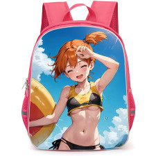 Pokemon Misty Backpack School Bag StudentPack - Pokemon Misty In A Summer Outfit Standing On Beach Illustration Art