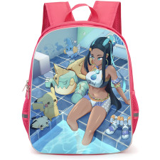 Pokemon Nessa Backpack School Bag StudentPack - Pokemon Nessa Sitting On Swimming Pool Illustration Art Poster