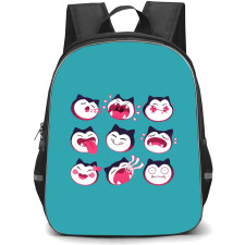 Pokemon Snorlax Backpack StudentPack - Snorlax Faces Aqua Background