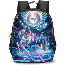 Pokemon Champions Backpack School Bag StudentPack - Pokemon Champions Water Battle Arena Milotic Gyarados Vaporeon Fantasy Poster Style