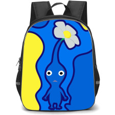 Pikmin Blue Backpack School Bag StudentPack - Blue Abstract Portrait Cartoon Art