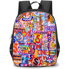 Pop Art Pattern Backpack StudentPack - Money Magnet Pink Marker Art