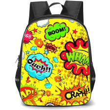 Pop Art Pattern Backpack StudentPack - Ouch Boom Whan Expressions Yellow Background